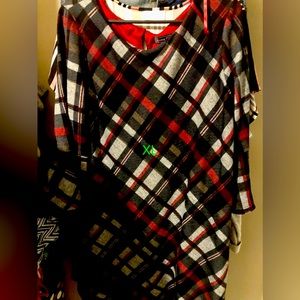 Super cute multi colored, red black dress worn one time super warm